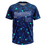 Custom Navy Royal-Light Blue Two-Button Unisex Softball Jersey