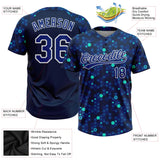 Custom Navy Royal-Light Blue Two-Button Unisex Softball Jersey