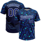 Custom Navy Royal-Light Blue Two-Button Unisex Softball Jersey