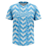 Custom White Light Blue Two-Button Unisex Softball Jersey