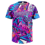 Custom Graffiti Pattern Purple-White 3D Bright Psychedelic Two-Button Unisex Softball Jersey