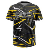 Custom Black Black-Gold Two-Button Unisex Softball Jersey