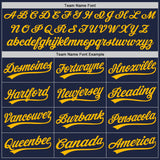 Custom Navy Gold Two-Button Unisex Softball Jersey