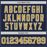 Custom Navy Old Gold-White Two-Button Unisex Softball Jersey