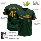 Custom Green Old Gold-Black Two-Button Unisex Softball Jersey