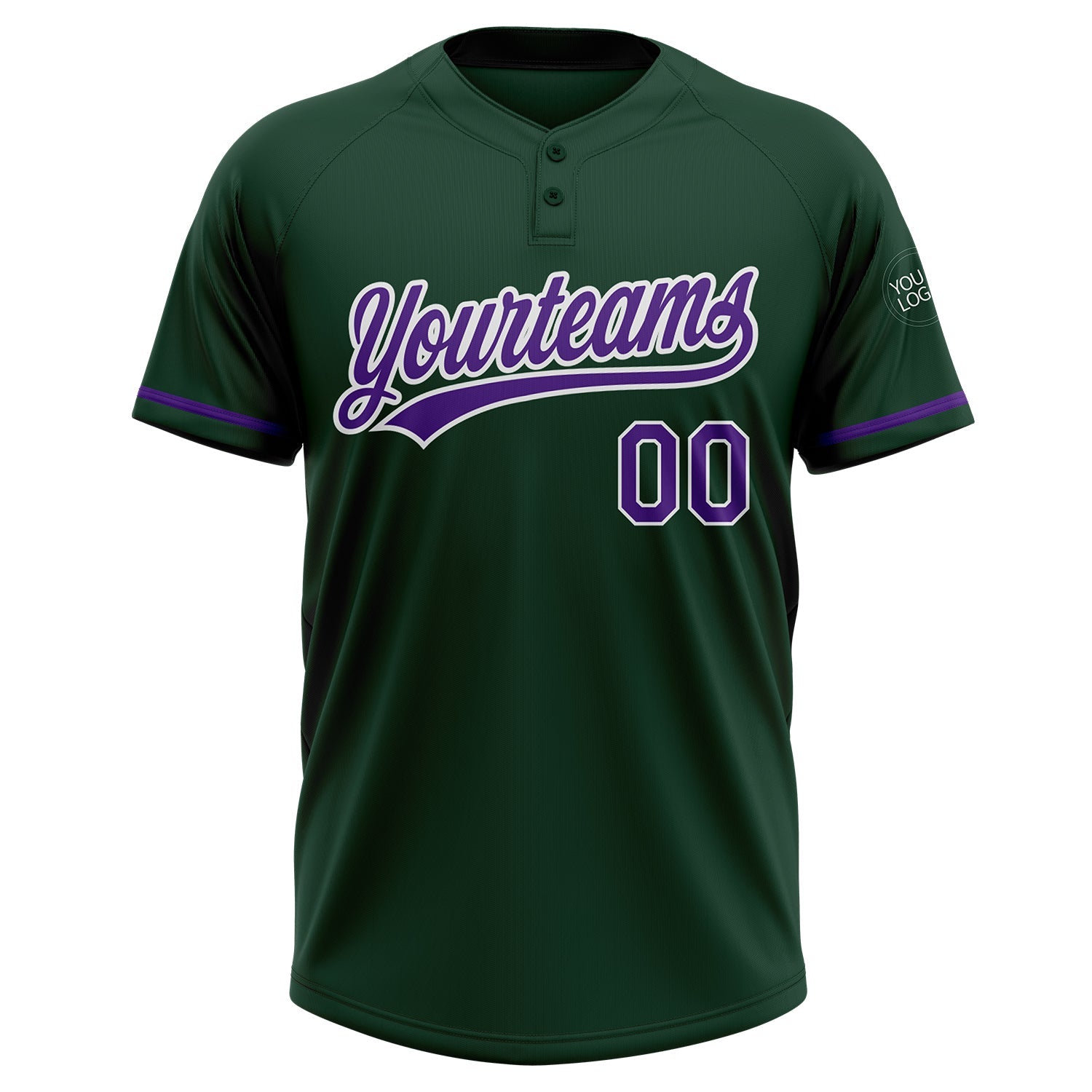 Custom Green Purple-White Two-Button Unisex Softball Jersey