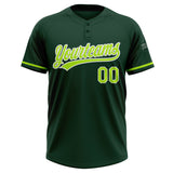 Custom Green Neon Green-White Two-Button Unisex Softball Jersey