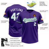 Custom Purple White-Kelly Green Two-Button Unisex Softball Jersey