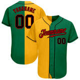 Custom Kelly Green Black-Gold Authentic Split Fashion Baseball Jersey