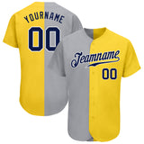 Custom Gold Navy Gray-White Authentic Split Fashion Baseball Jersey