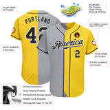 Custom Gold Black Gray-White Authentic Split Fashion Baseball Jersey