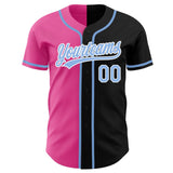 Custom Black Light Blue-Pink Authentic Split Fashion Baseball Jersey