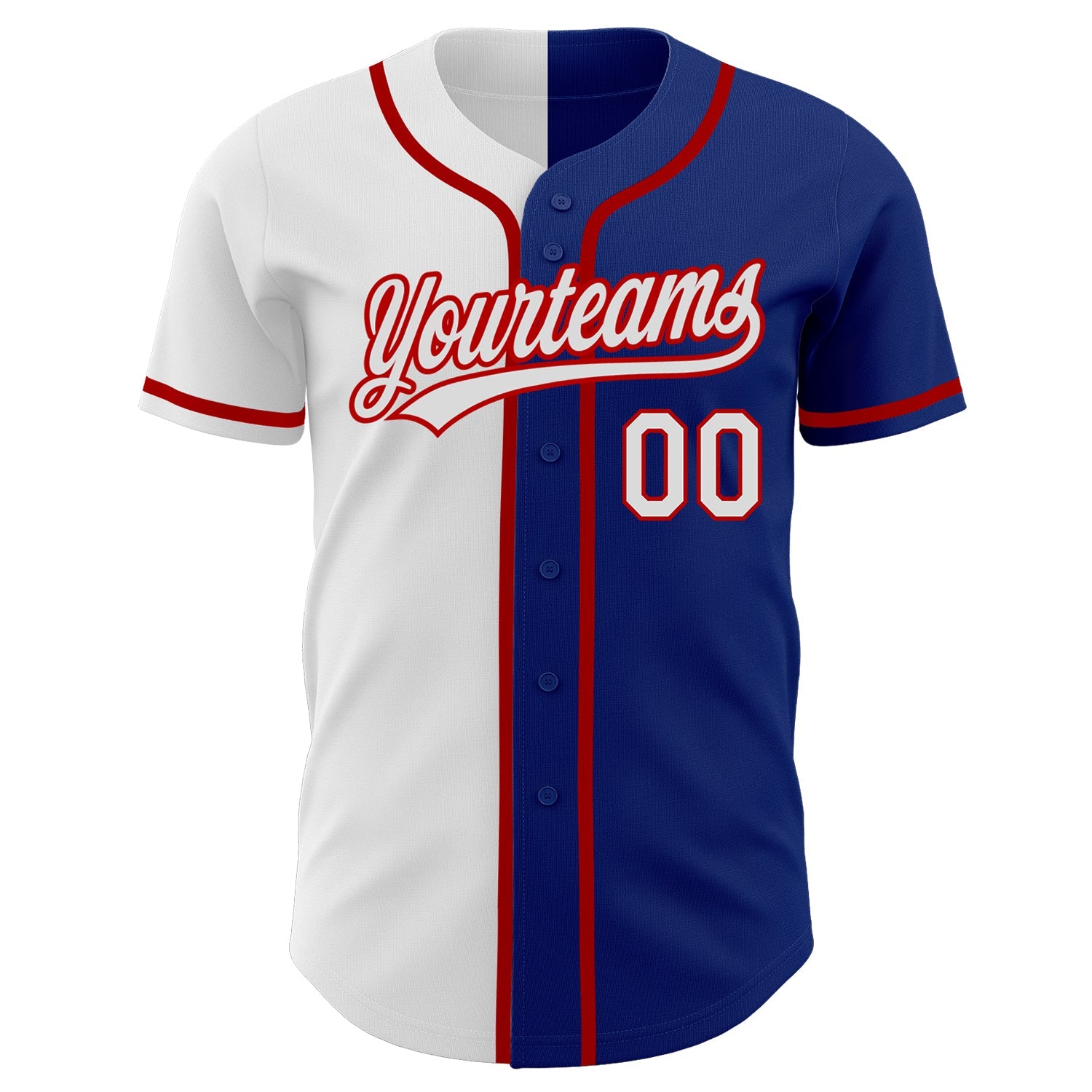 Custom Royal White-Red Authentic Split Fashion Baseball Jersey