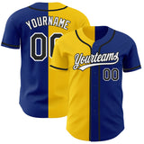 Custom Royal Black-Gold Authentic Split Fashion Baseball Jersey