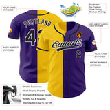 Custom Purple Black-Gold Authentic Split Fashion Baseball Jersey