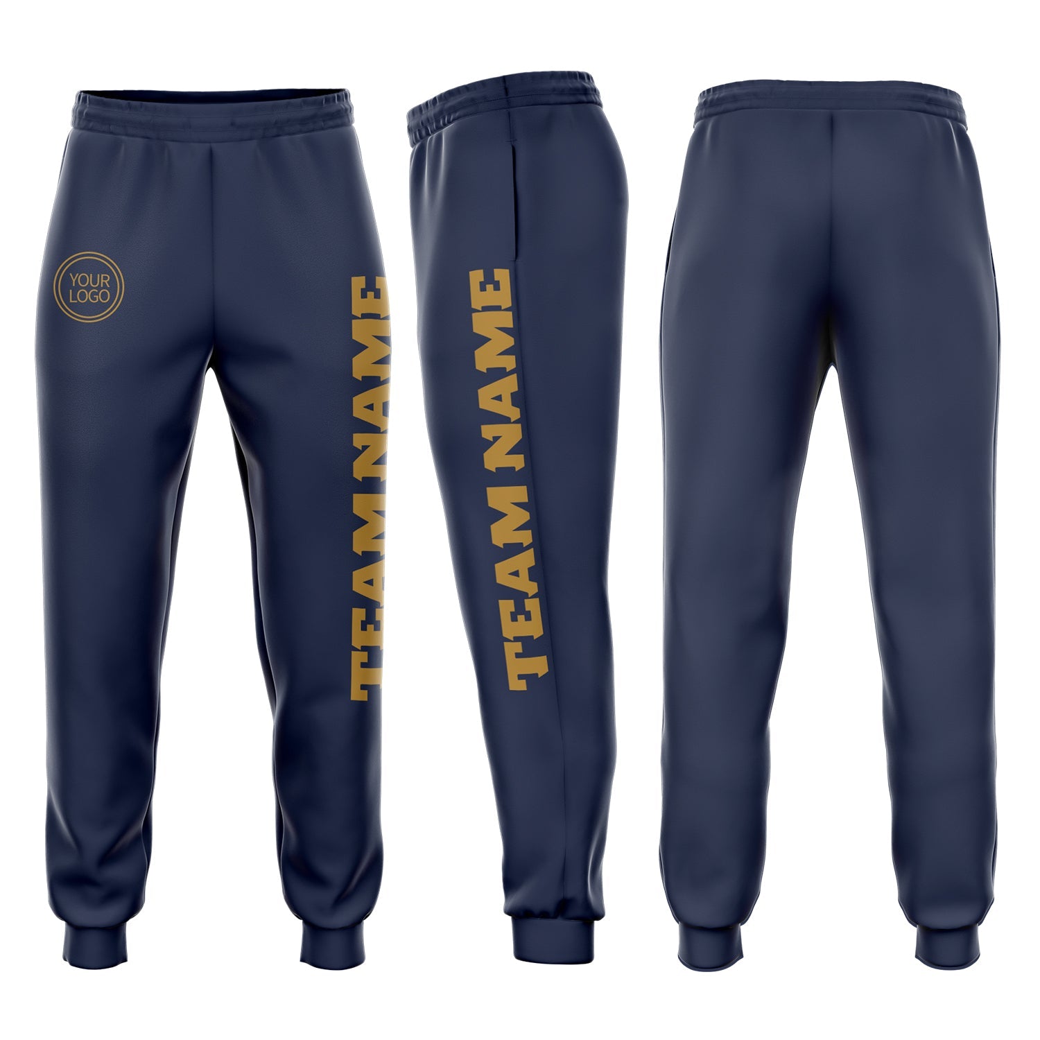 Custom Navy Old Gold Fleece Jogger Sweatpants Discount – snapmade