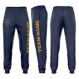 Custom Navy Old Gold Fleece Jogger Sweatpants