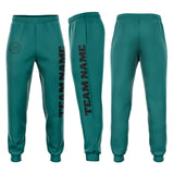 Custom Aqua Black Fleece Jogger Sweatpants