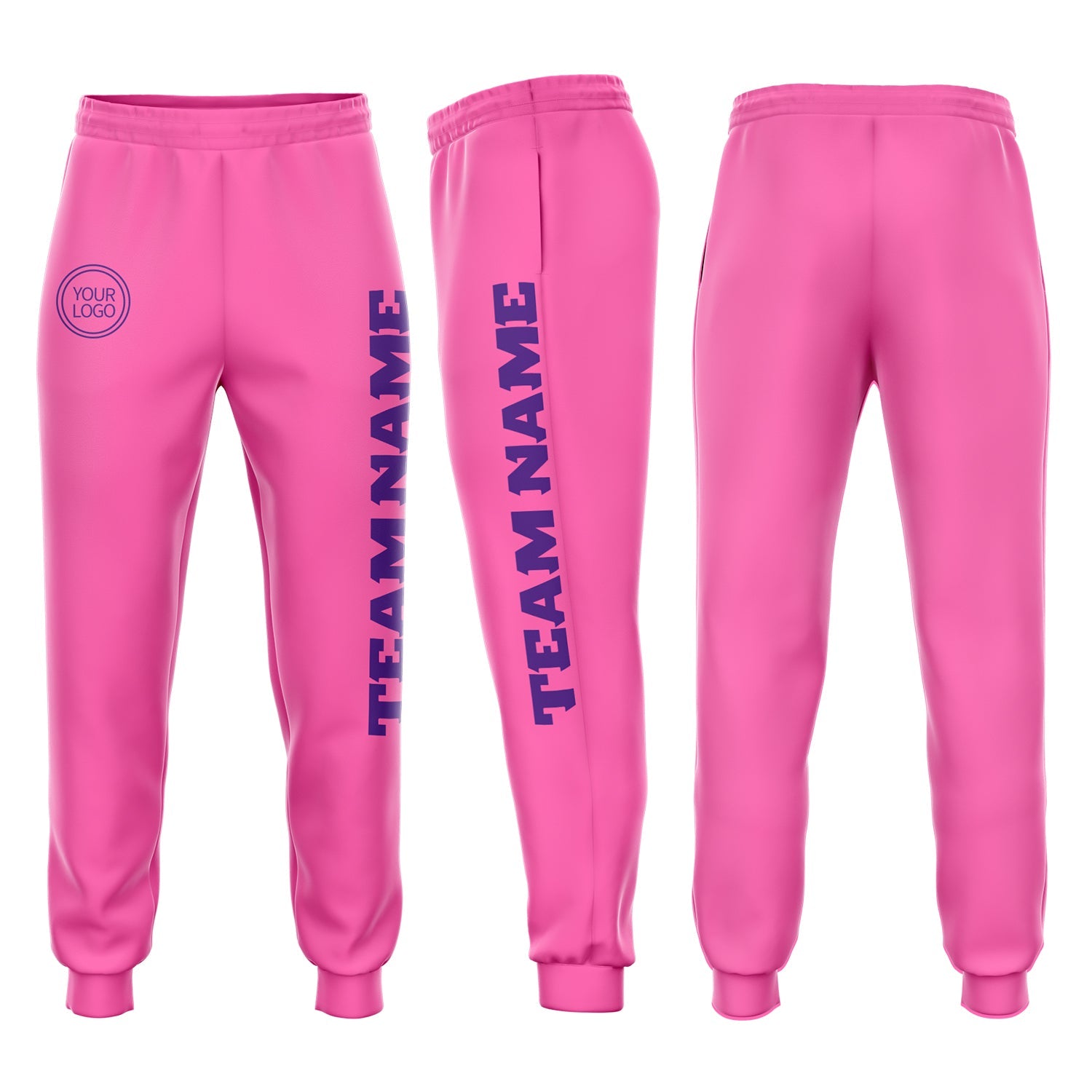 Custom Pink Purple Fleece Jogger Sweatpants