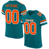 Custom Teal Orange-White Mesh Authentic Football Jersey