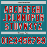 Custom Teal Red-White Authentic Baseball Jersey