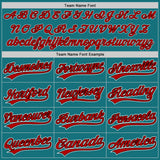 Custom Teal Red-Black Authentic Baseball Jersey