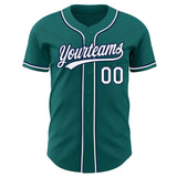 Custom Teal White-Navy Authentic Baseball Jersey