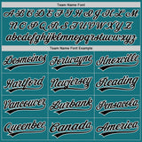 Custom Teal Black Pinstripe Black-White Authentic Baseball Jersey