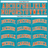 Custom Teal White Pinstripe Orange Authentic Basketball Jersey