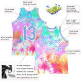Custom Tie Dye Light Blue-White 3D Pattern Design Authentic Basketball Jersey