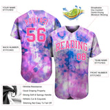 Custom Tie Dye Pink-White 3D Authentic Baseball Jersey