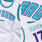 Custom White Gray-Light Blue Authentic Throwback Basketball Jersey