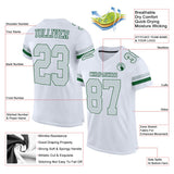 Custom White Silver-Green Mesh Authentic Football Jersey
