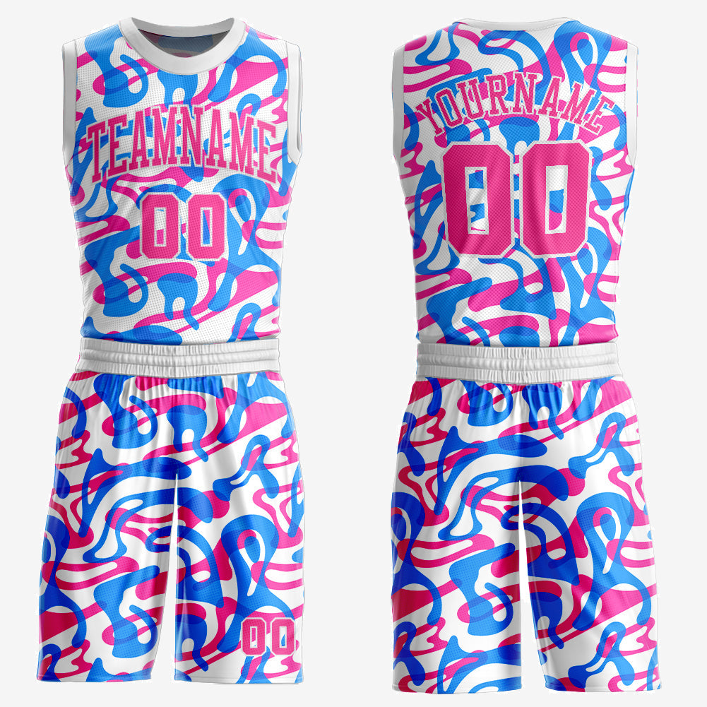 Custom Light Blue Light Blue-Green Round Neck Sublimation