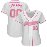 Custom White Pink Authentic Baseball Jersey