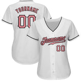 Custom White Pink-Black Authentic Baseball Jersey
