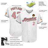 Custom White Pink-Black Authentic Baseball Jersey