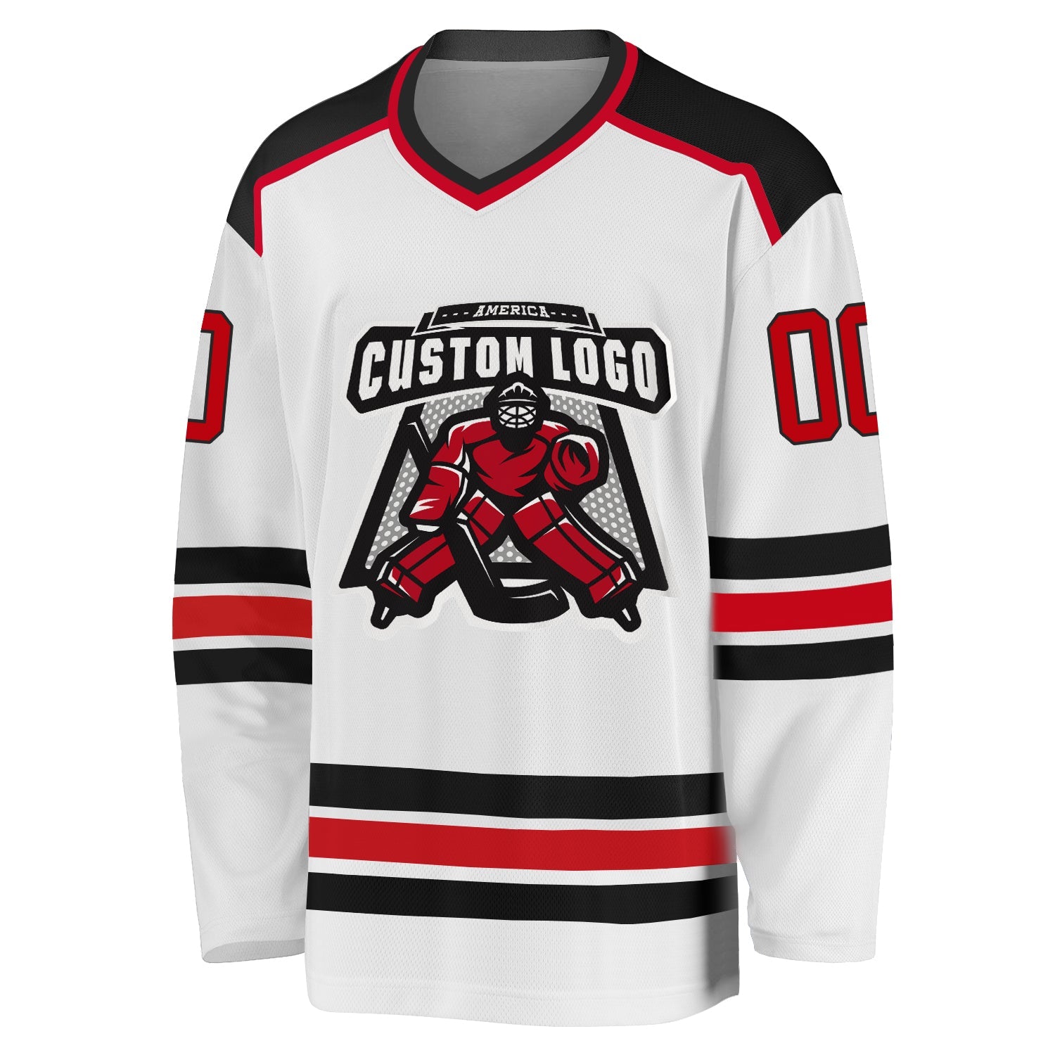 Custom Hockey Jersey Black Red-White