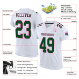 Custom White Green-Pink Mesh Authentic Football Jersey