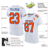 Custom White Orange-Royal Mesh Authentic Football Jersey