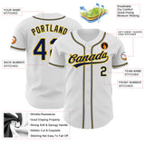 Custom White Navy-Gold Authentic Baseball Jersey