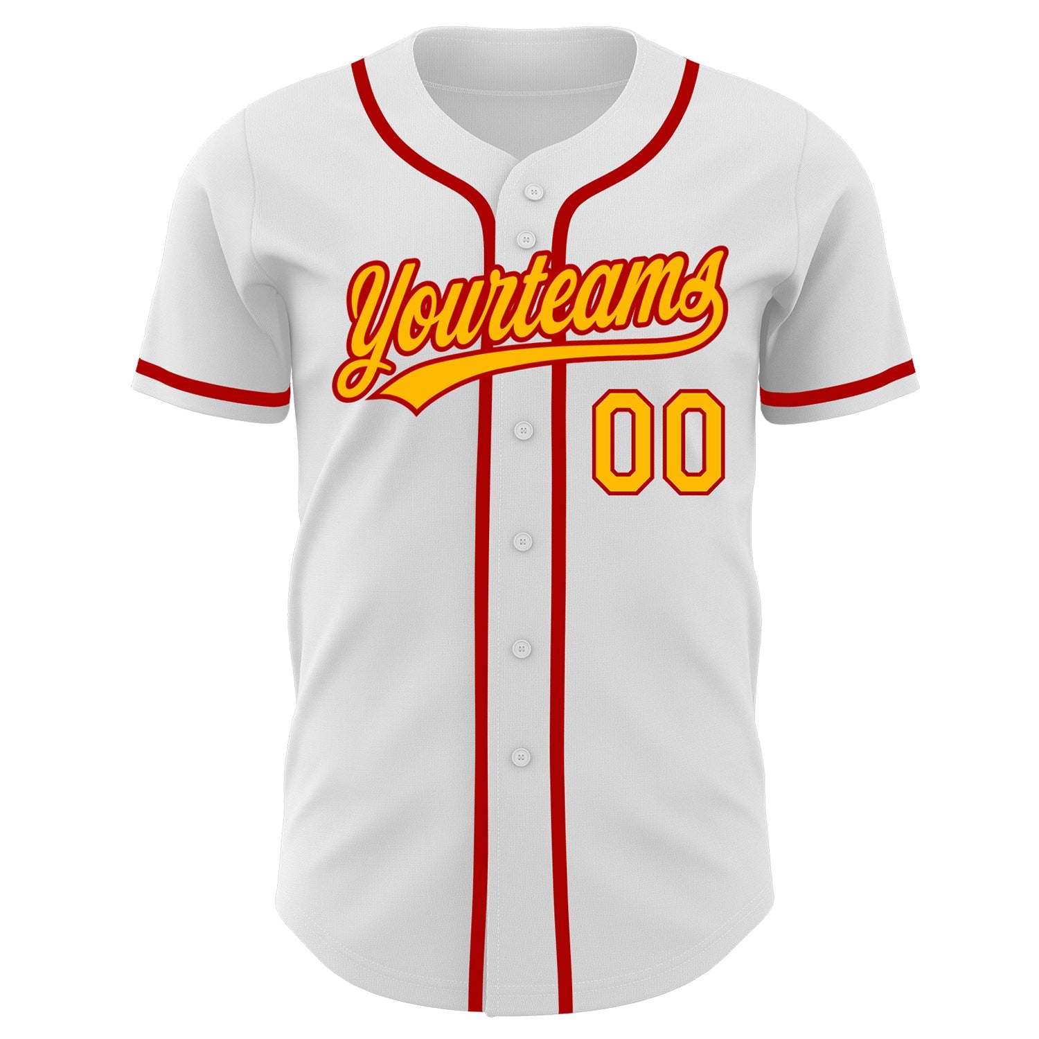 Custom White Gold-Red Authentic Baseball Jersey