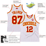Custom White Red Pinstripe Red-Gold Authentic Basketball Jersey