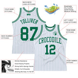 Custom White Kelly Green Pinstripe Kelly Green Authentic Basketball Jersey