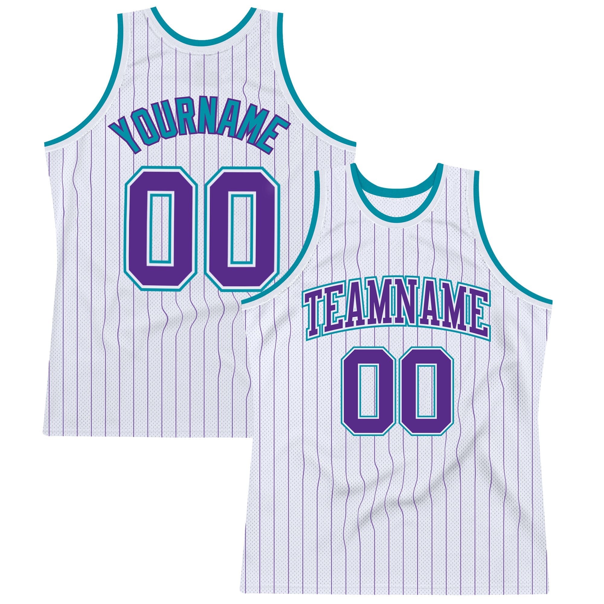Custom Purple Black Pinstripe Black-Orange Authentic Basketball
