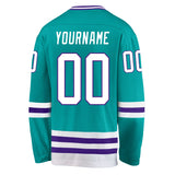 Custom Aqua White-Purple Hockey Jersey