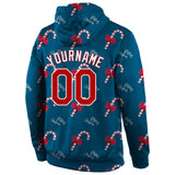 Custom Stitched Aqua Red-White Christmas 3D Sports Pullover Sweatshirt Hoodie