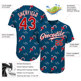 Custom Teal Red-White Christmas 3D Authentic Baseball Jersey
