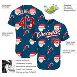Custom Teal Red-White Christmas 3D Authentic Baseball Jersey