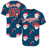 Custom Teal Red-White Christmas 3D Authentic Baseball Jersey